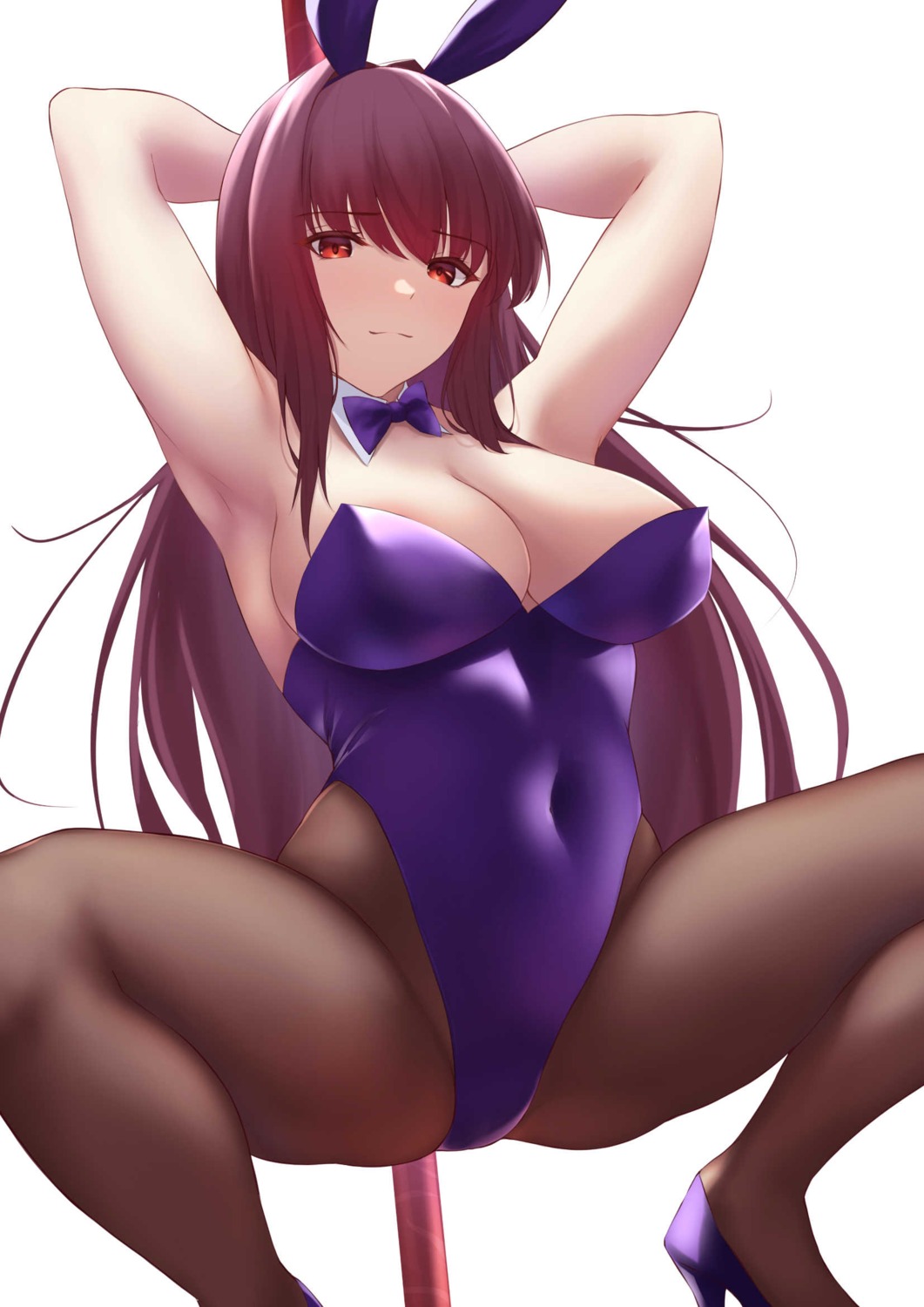 animal_ears bunny_ears fate/grand_order fuwatoromonta heels no_bra pantyhose scathach_(fate/grand_order)