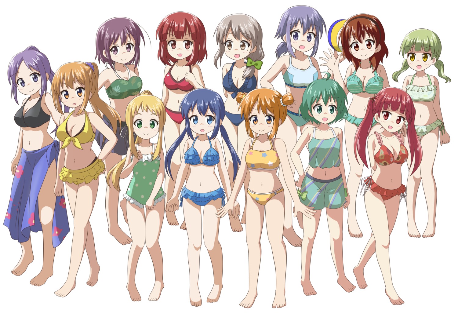 bikini bikini_top cleavage endou_yuki ibe_sayuri inose_mai koisuru_asteroid konohata_mira konohata_misa manaka_ao morino_mari nanami_yuu nanog_eb1994 sakurai_chikage sakurai_mikage suzuya_megu suzuya_moe swimsuits usami_ayano