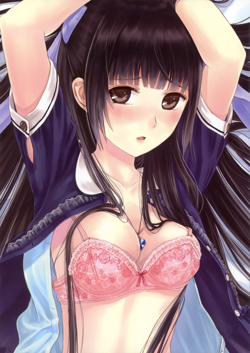 boku_to_kimi_to_kakuusekai_to bra cleavage kazuharu_kina open_shirt