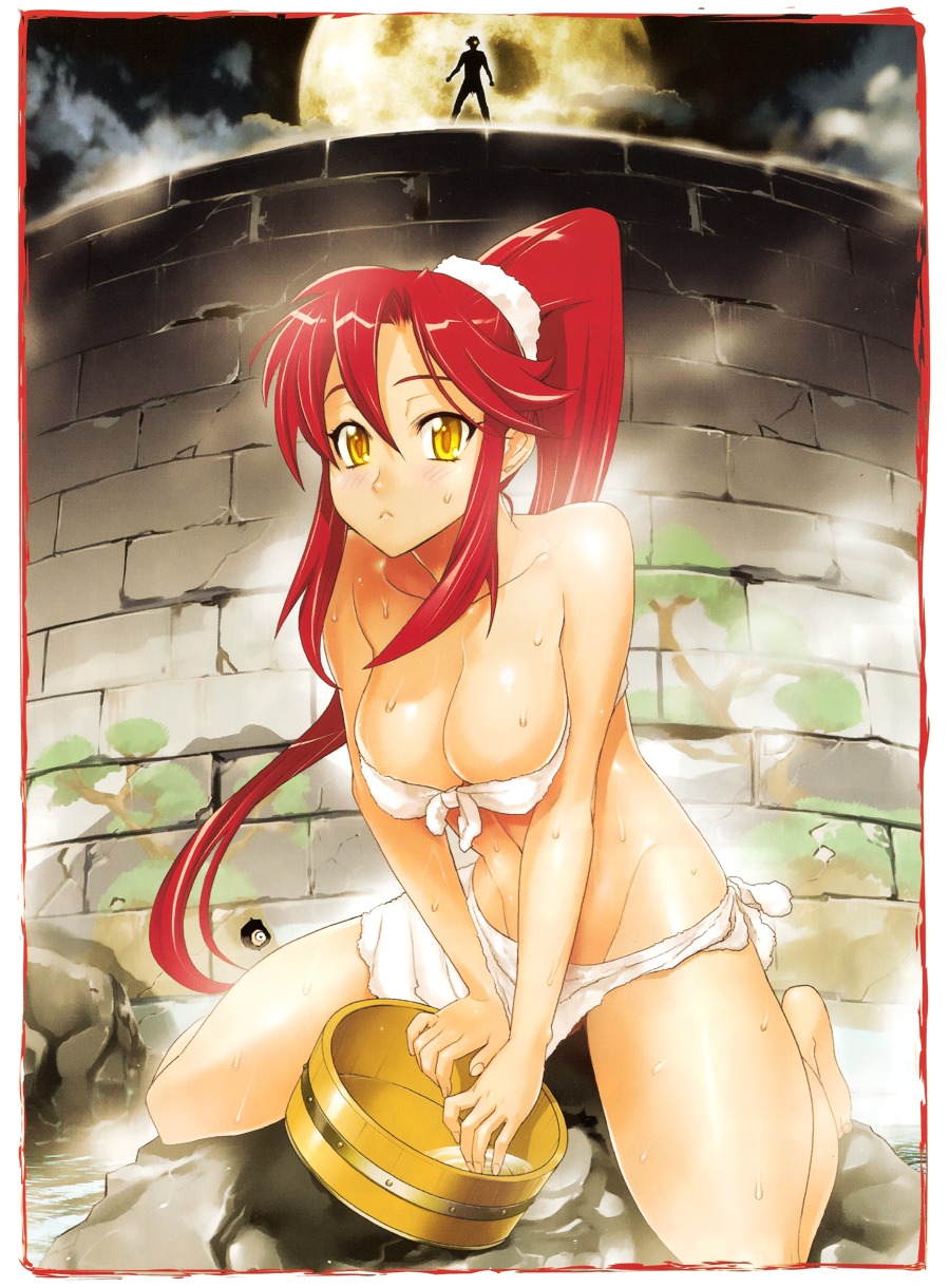 cleavage inazuma kamina onsen tengen_toppa_gurren_lagann towel wet yoko