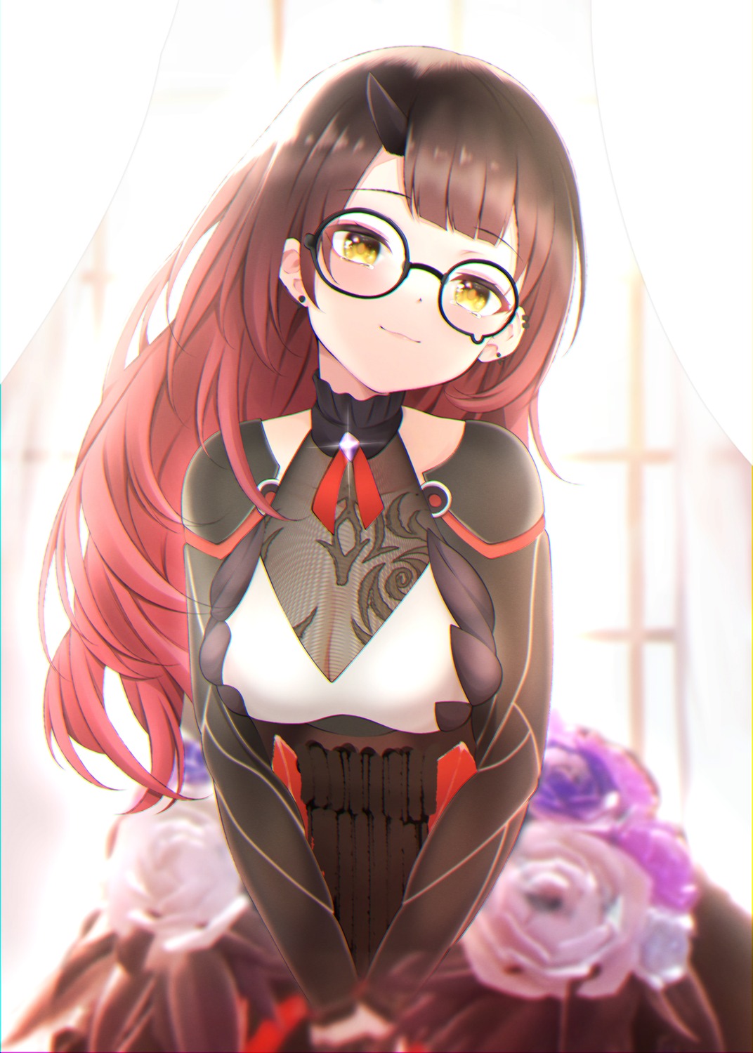 cleavage hololive horns megane roboco-san see_through tagme