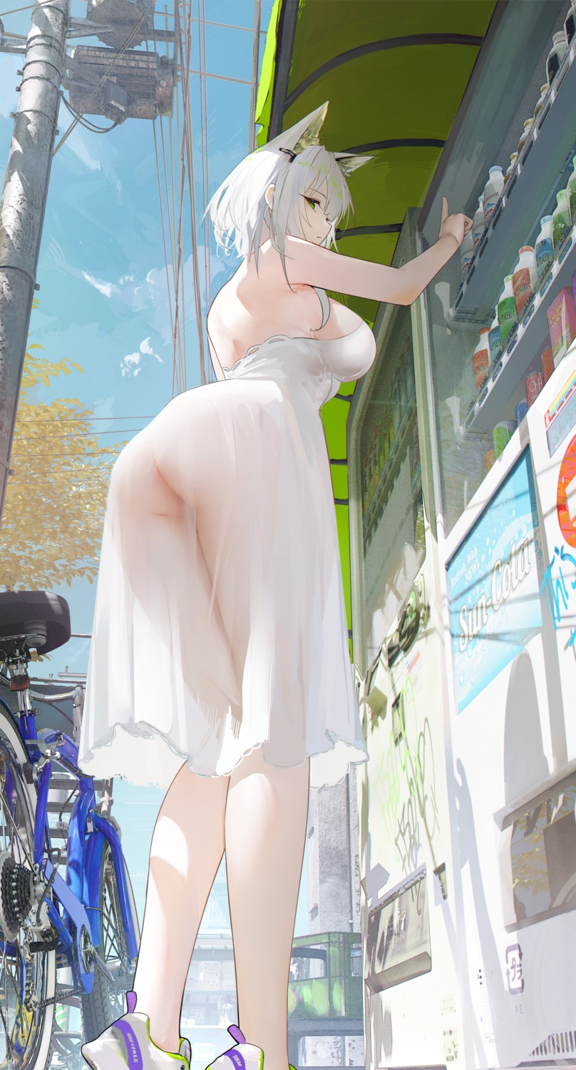 animal_ears arknights ass dress kal'tsit_(arknights) nekomimi no_bra nopan omone_hokoma_agm see_through