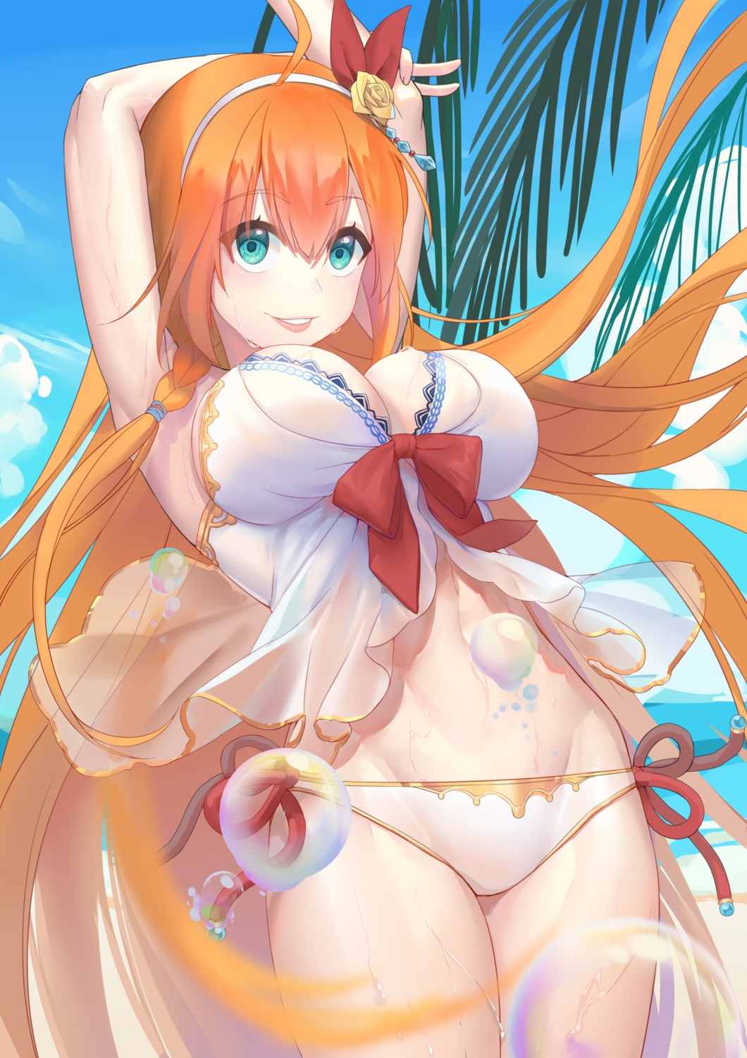 bikini clio_(dabingshi_clio_da) pecorine princess_connect princess_connect!_re:dive see_through swimsuits wet