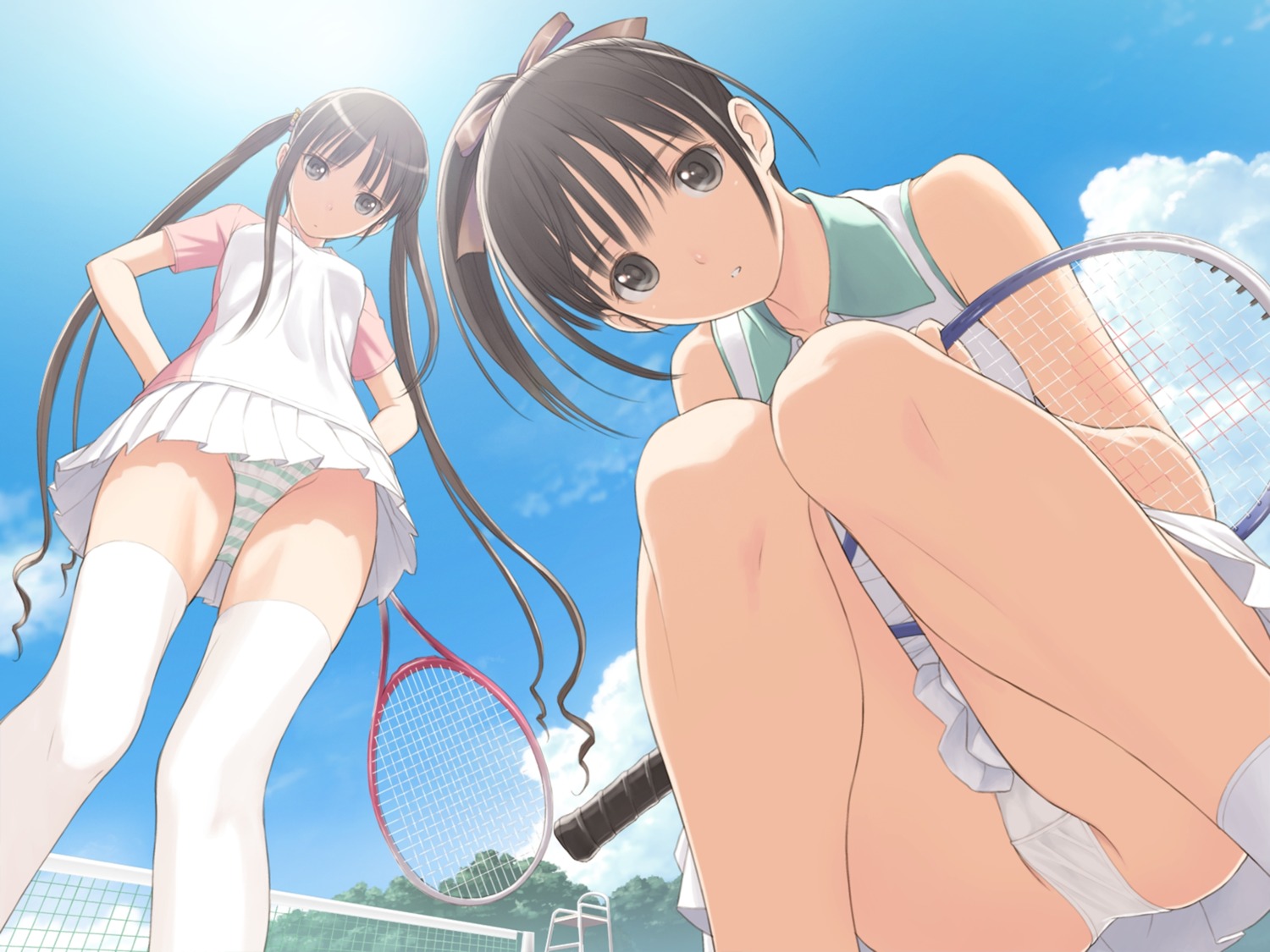 ciel_(company) fault!! pantsu saeki_ai shimapan sugiyama_mio tennis thighhighs tony_taka