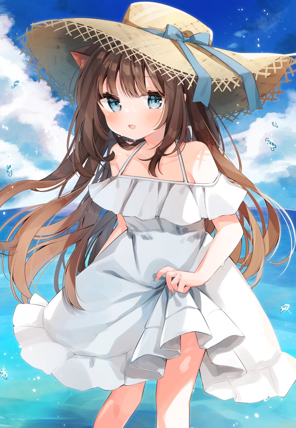 animal_ears dress nekomimi pirorikin summer_dress