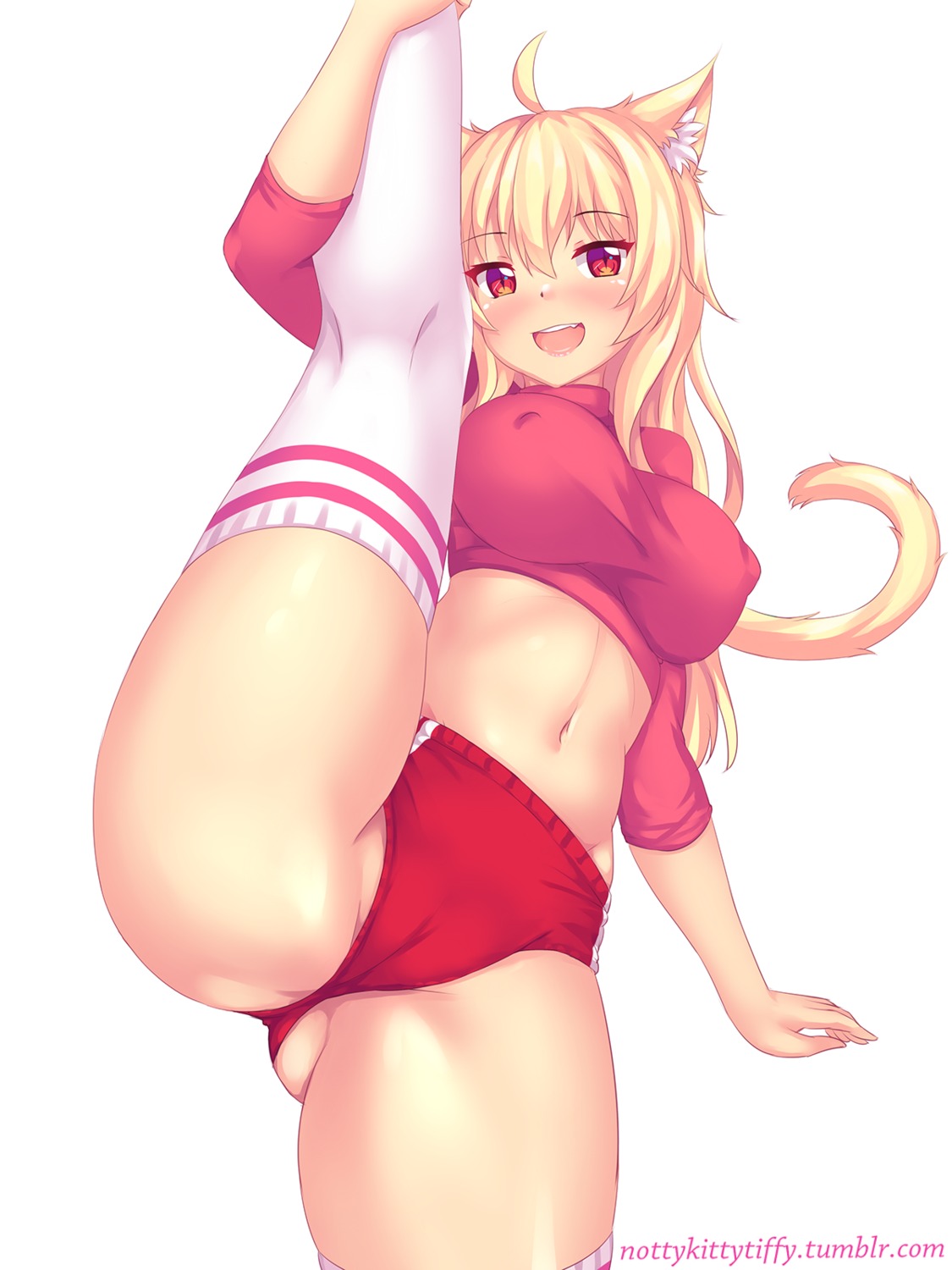 animal_ears buruma cameltoe erect_nipples fast-runner-2024 tail thighhighs tiffy