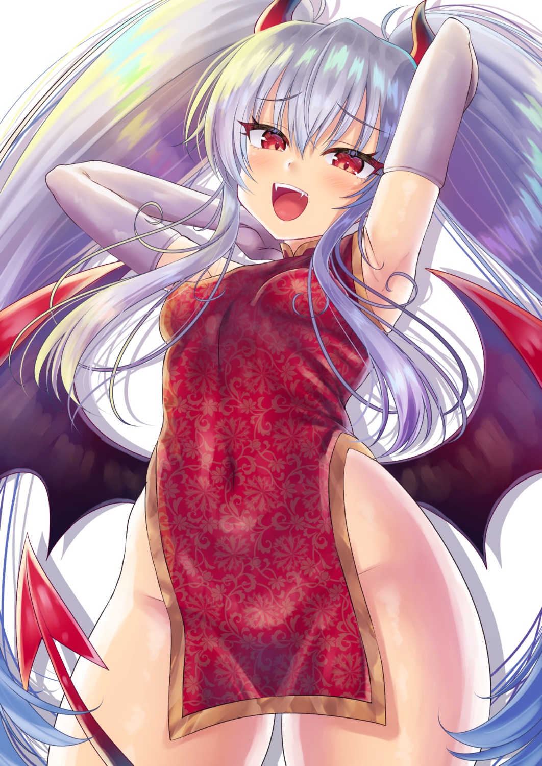 bomber_girl chinadress grim_aloe honami_(yths4221) horns quiz_magic_academy tail wings