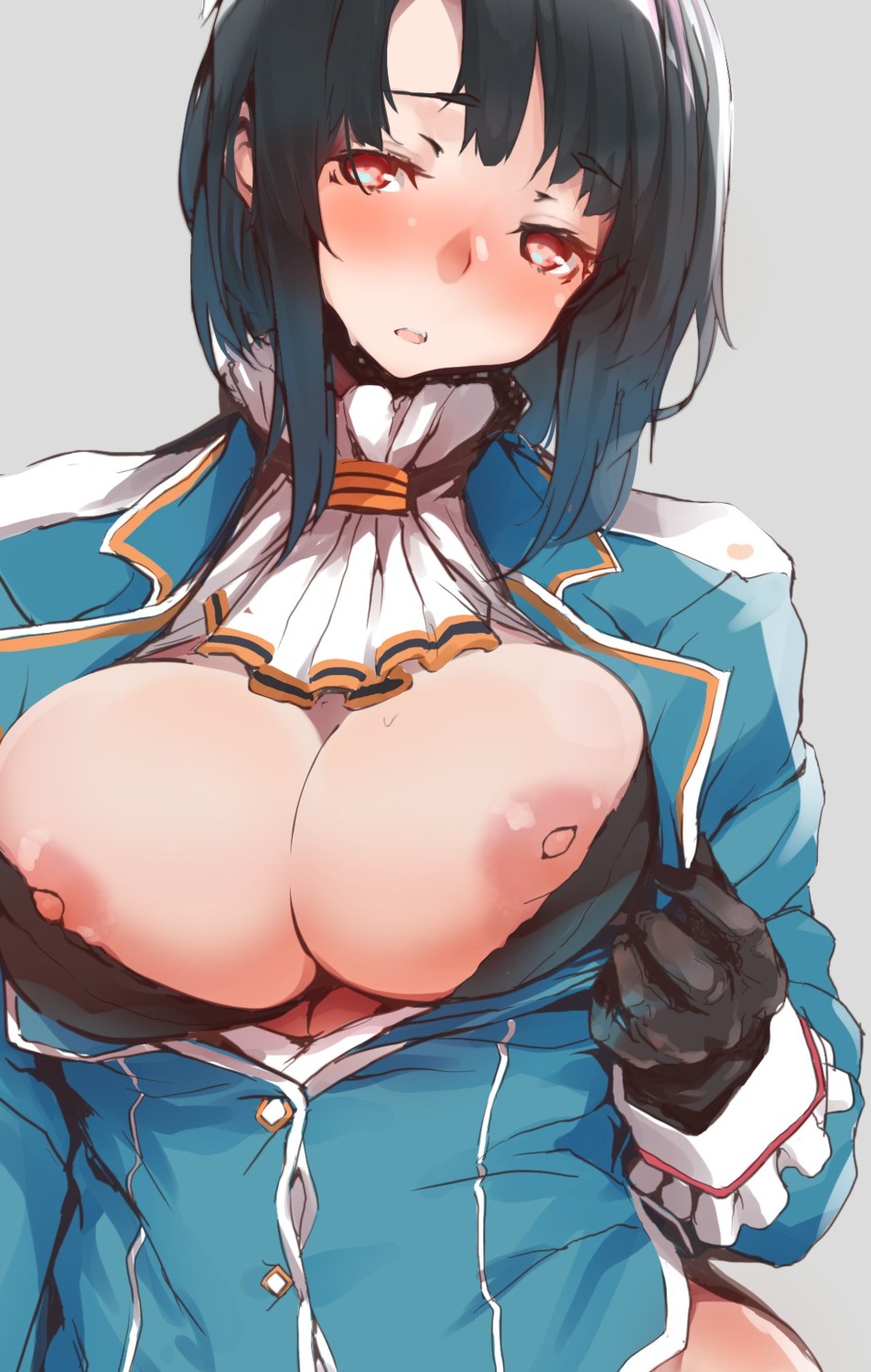 afukuro bra breasts kantai_collection nipple_slip nipples open_shirt sabaku_no_tanuki takao_(kancolle) uniform