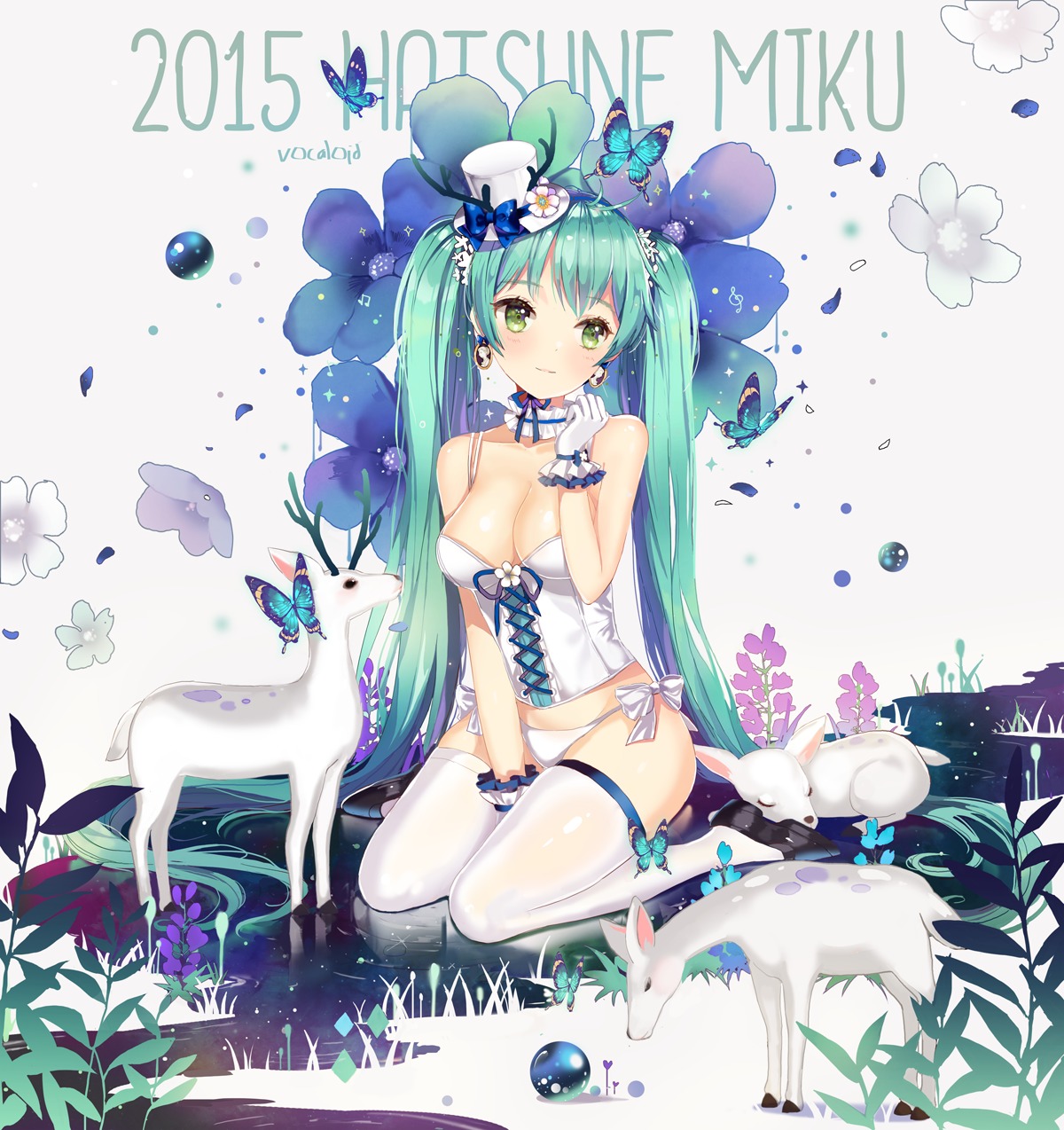 cleavage dangmill hatsune_miku lingerie pantsu string_panties thighhighs vocaloid