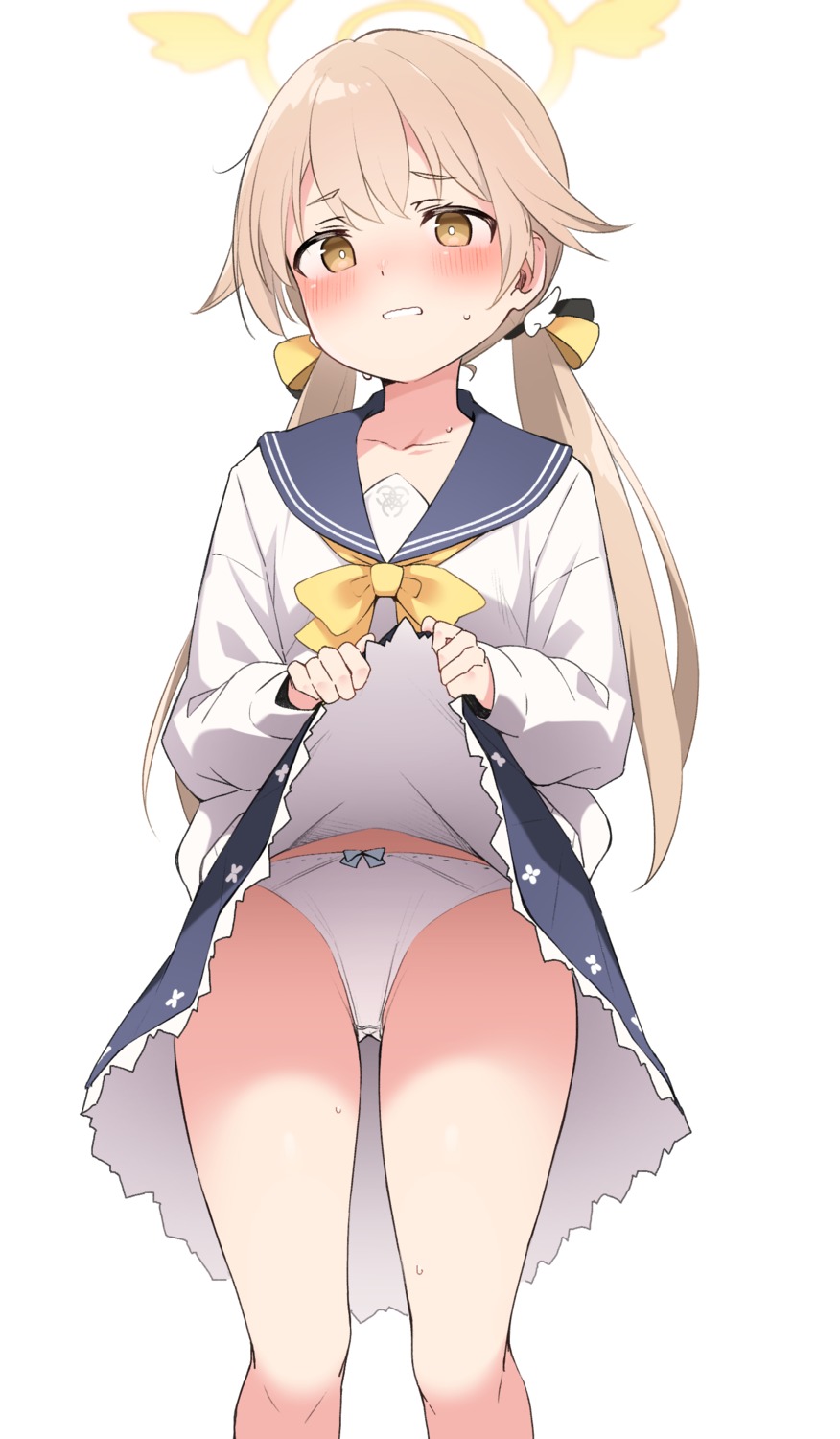 ajitani_hifumi blue_archive halo kandori loli pantsu seifuku skirt_lift sweater