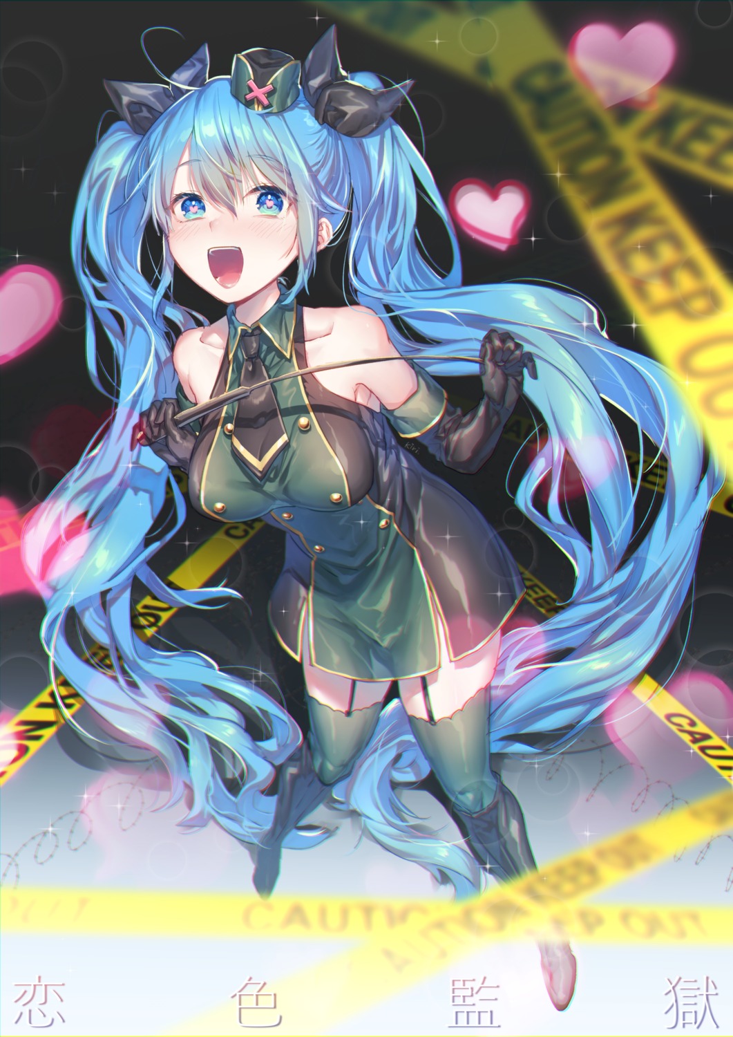 hatsune_miku kirisaki_shuusei stockings thighhighs uniform vocaloid weapon