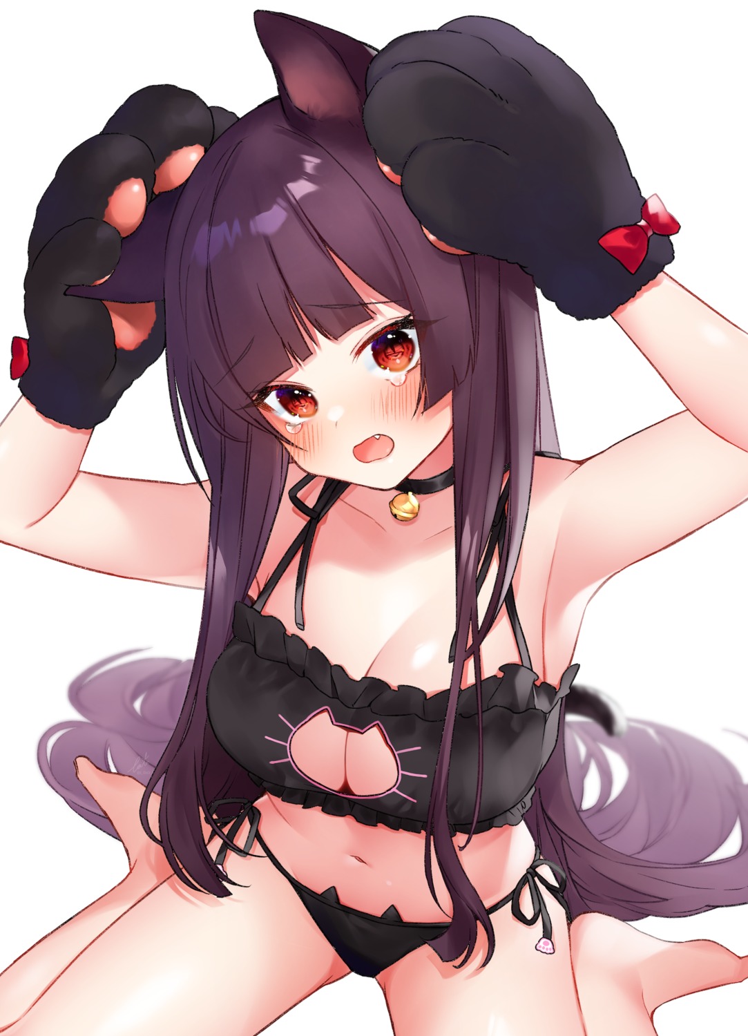 animal_ears bra etto_eat girls_frontline nekomimi pantsu string_panties wa2000_(girls_frontline)