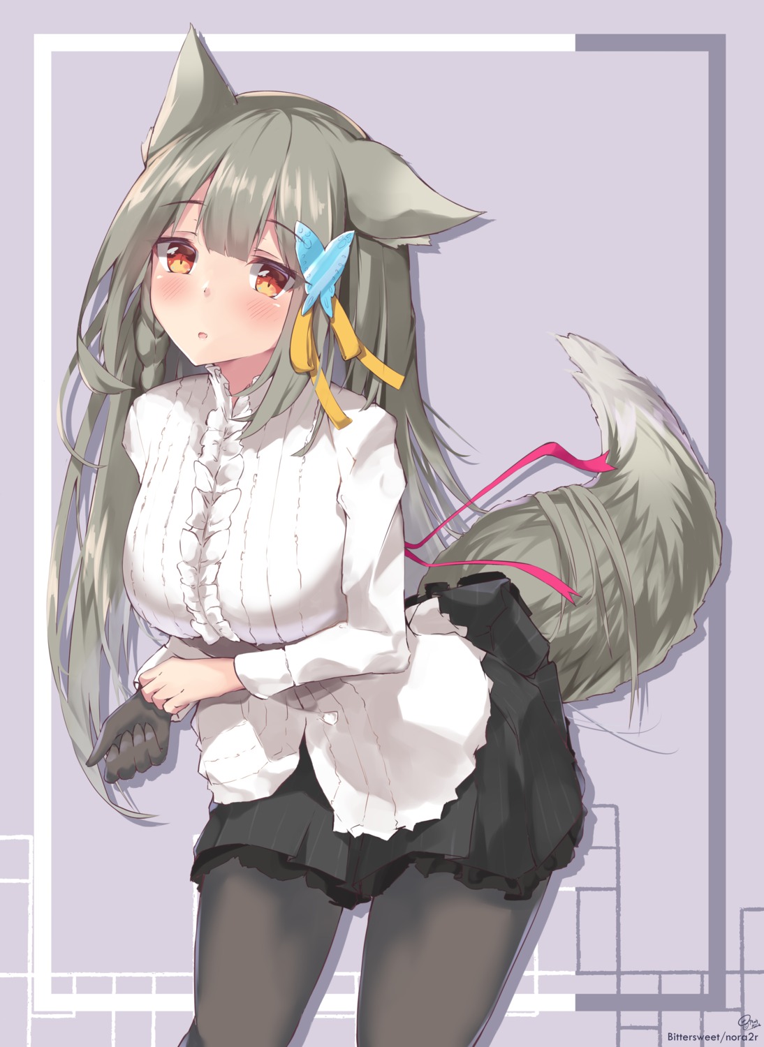 animal_ears mushpz pantyhose skirt_lift tail