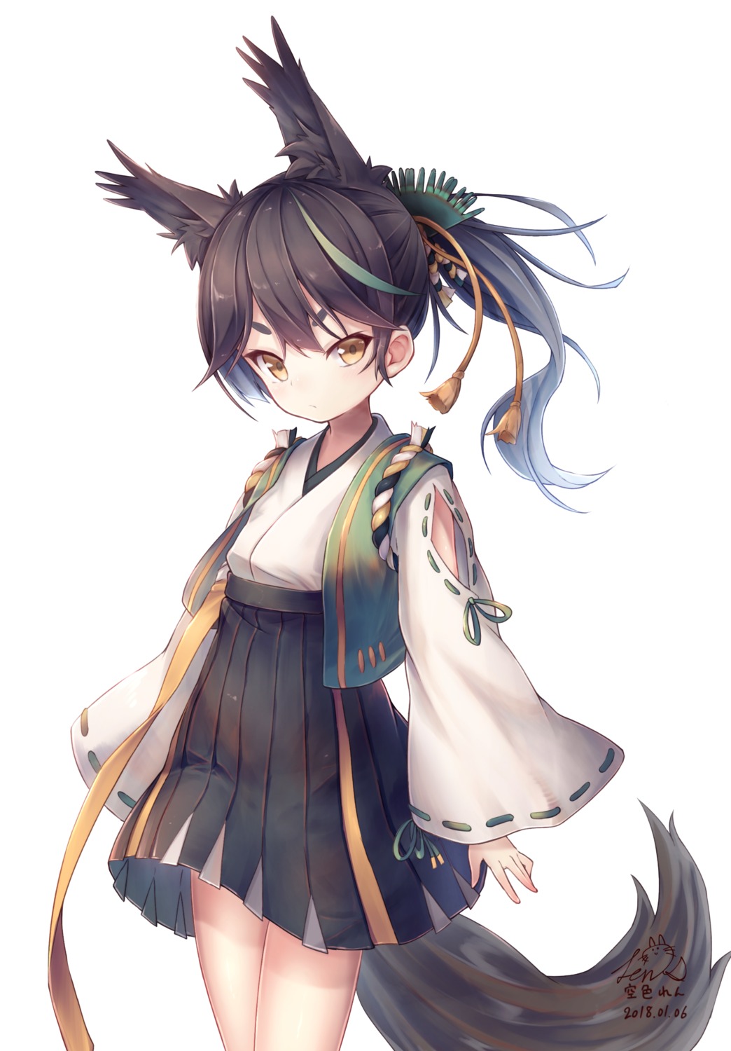 animal_ears azur_lane japanese_clothes matsukaze_(azur_lane) sorairo_len tail