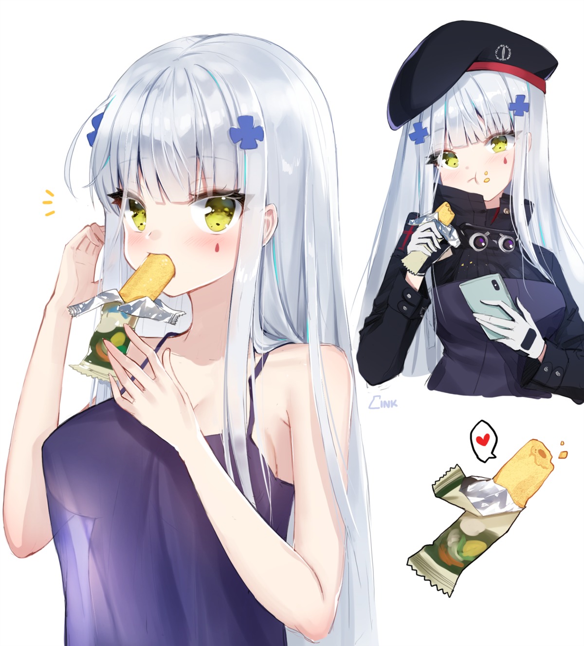 ankkoyom cleavage girls_frontline hk416_(girls_frontline) lingerie no_bra see_through uniform