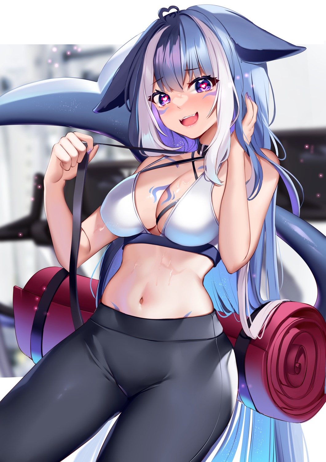 animal_ears bra gym_uniform indie_virtual_youtuber shylily squchan tail tattoo