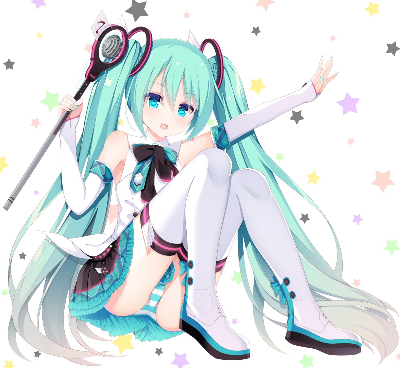 jyt vocaloid hatsune miku cameltoe pantsu shimapan tattoo thighhighs ...