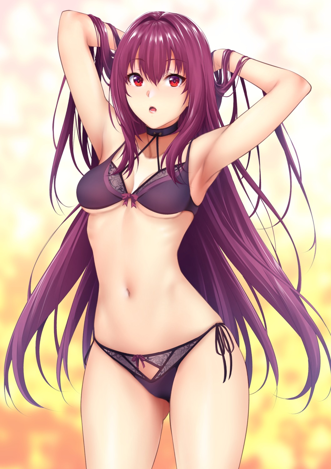 bra cleavage fate/stay_night pantsu scathach_(fate/grand_order) string_panties underboob zucchini
