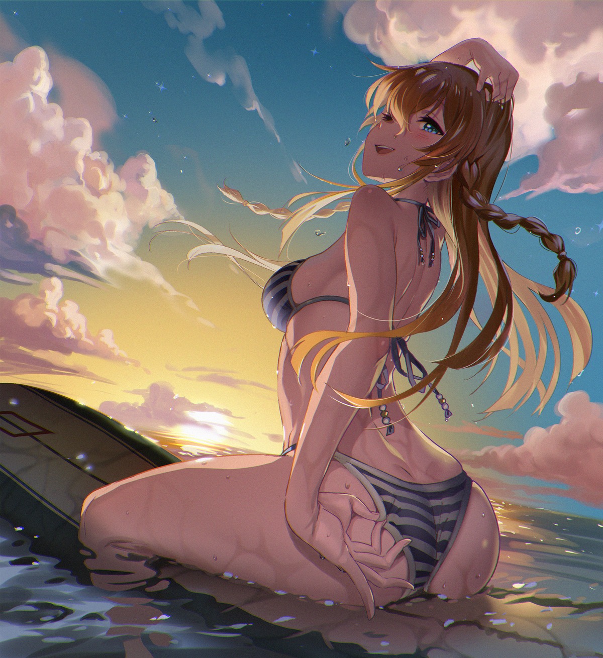 andou_shuuki ass bikini kousaka_umi swimsuits the_idolm@ster the_idolm@ster_million_live! wet