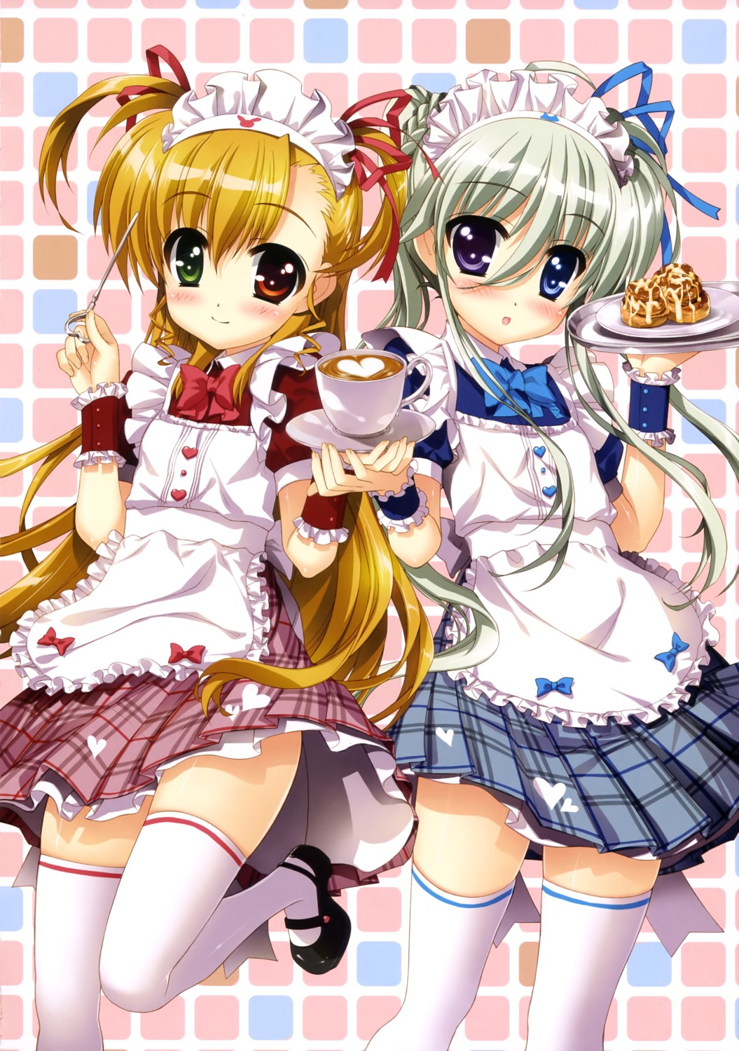 einhart_stratos fujima_takuya heterochromia mahou_shoujo_lyrical_nanoha mahou_shoujo_lyrical_nanoha_vivid maid thighhighs vivio