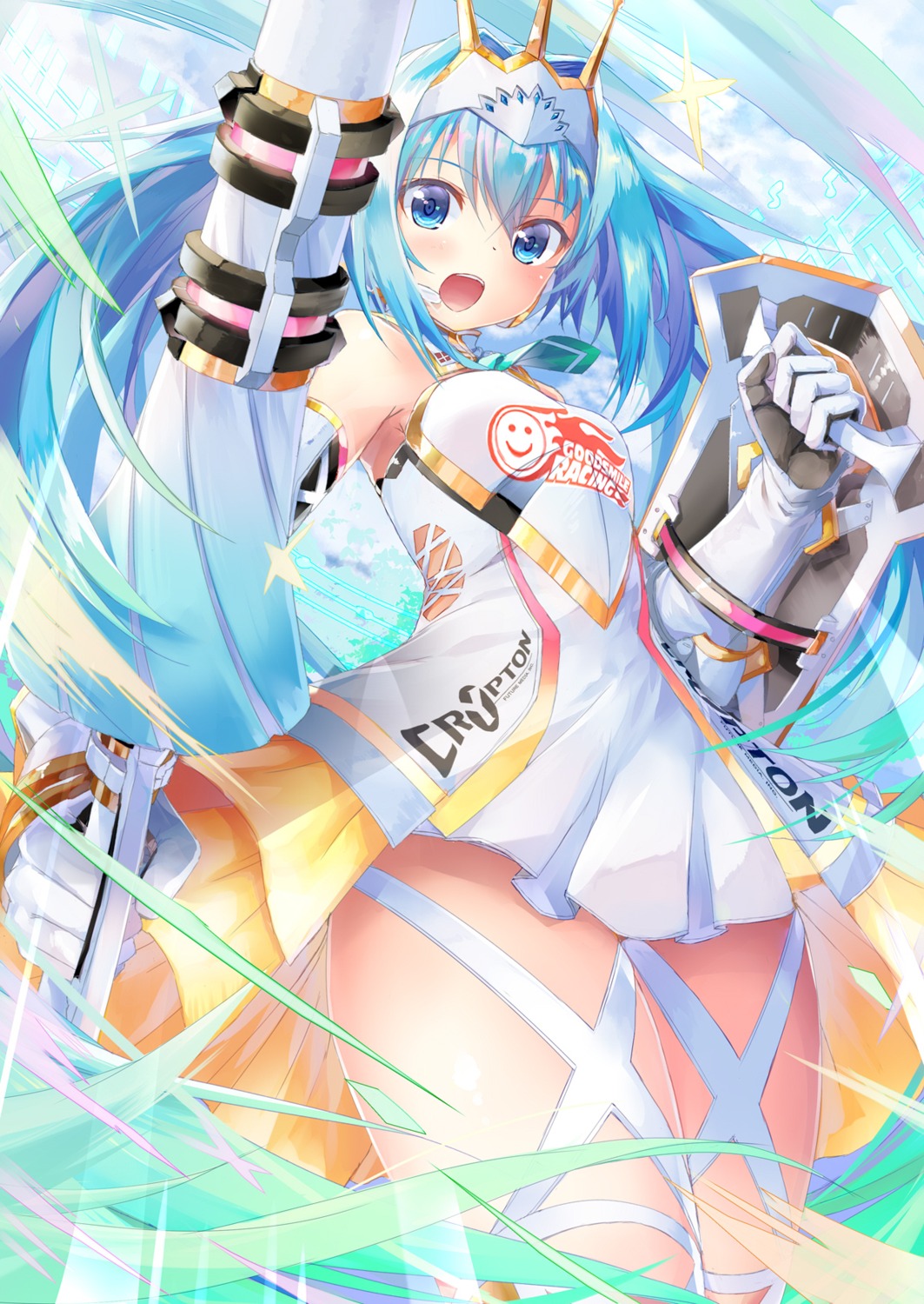 daidou_(demitasse) dress goodsmile_racing hatsune_miku racing_miku vocaloid weapon