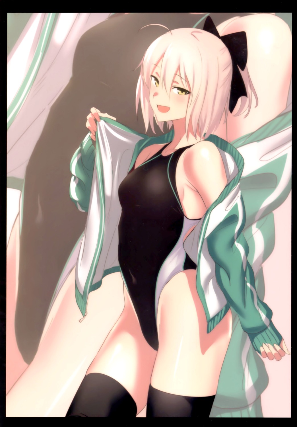 fate/grand_order okita_souji_(fate) possible_duplicate swimsuits thighhighs ulrich_(tagaragakuin) undressing