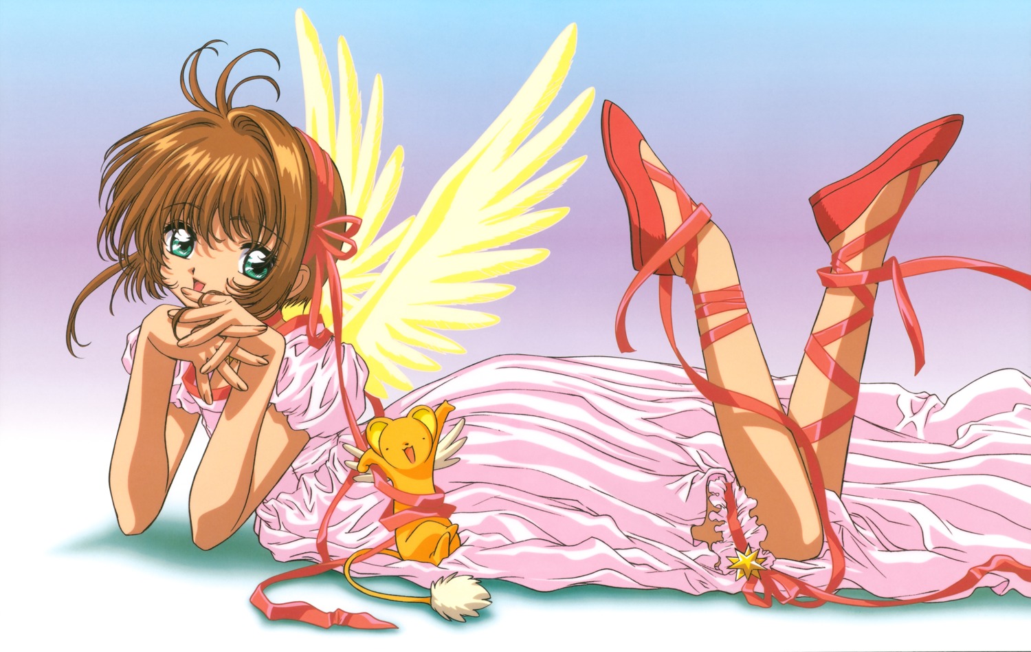 abe_hisashi card_captor_sakura dress kerberos kinomoto_sakura madhouse wings