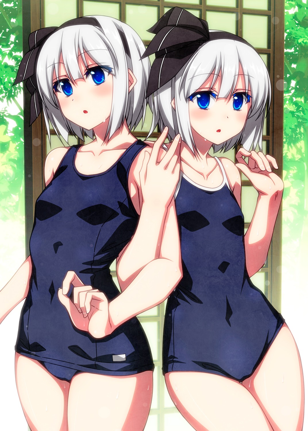 konpaku_youmu sazanami_mio school_swimsuit swimsuits touhou