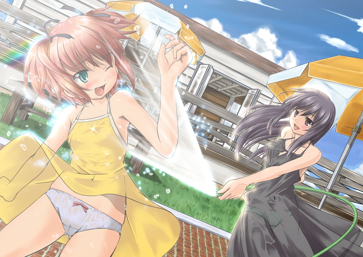 cameltoe dress emperor_zuou pantsu see_through summer_dress wet_clothes