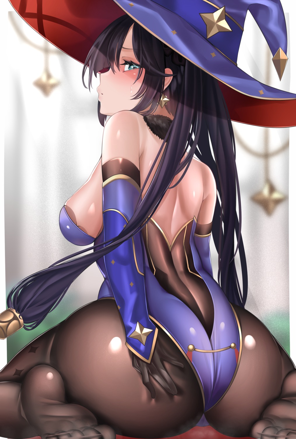 ass genshin_impact keishi_surota mona_megistus no_bra witch