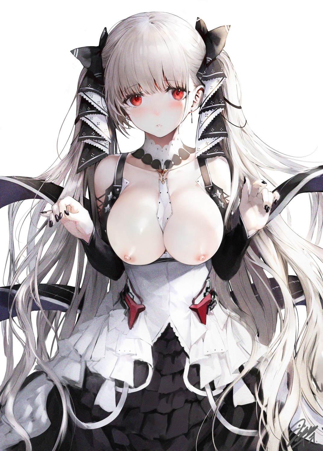 azur_lane breasts formidable_(azur_lane) gothic_lolita haori_io lolita_fashion nipples no_bra open_shirt