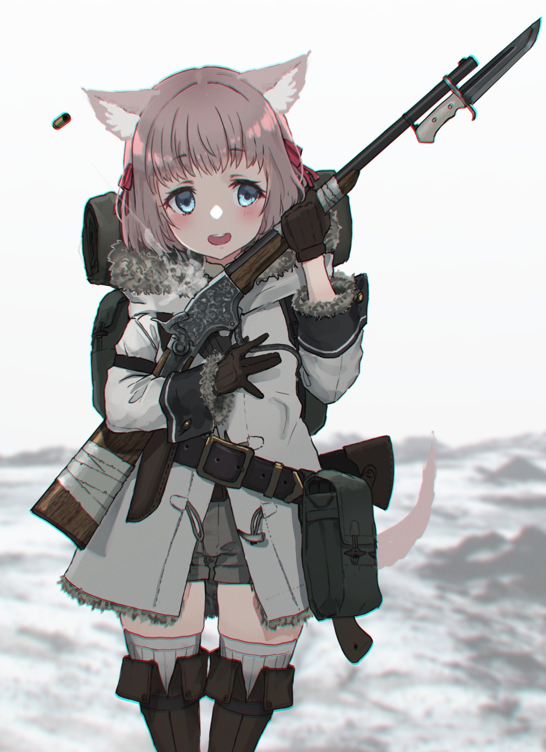 animal_ears gun oota_youjo tail thighhighs