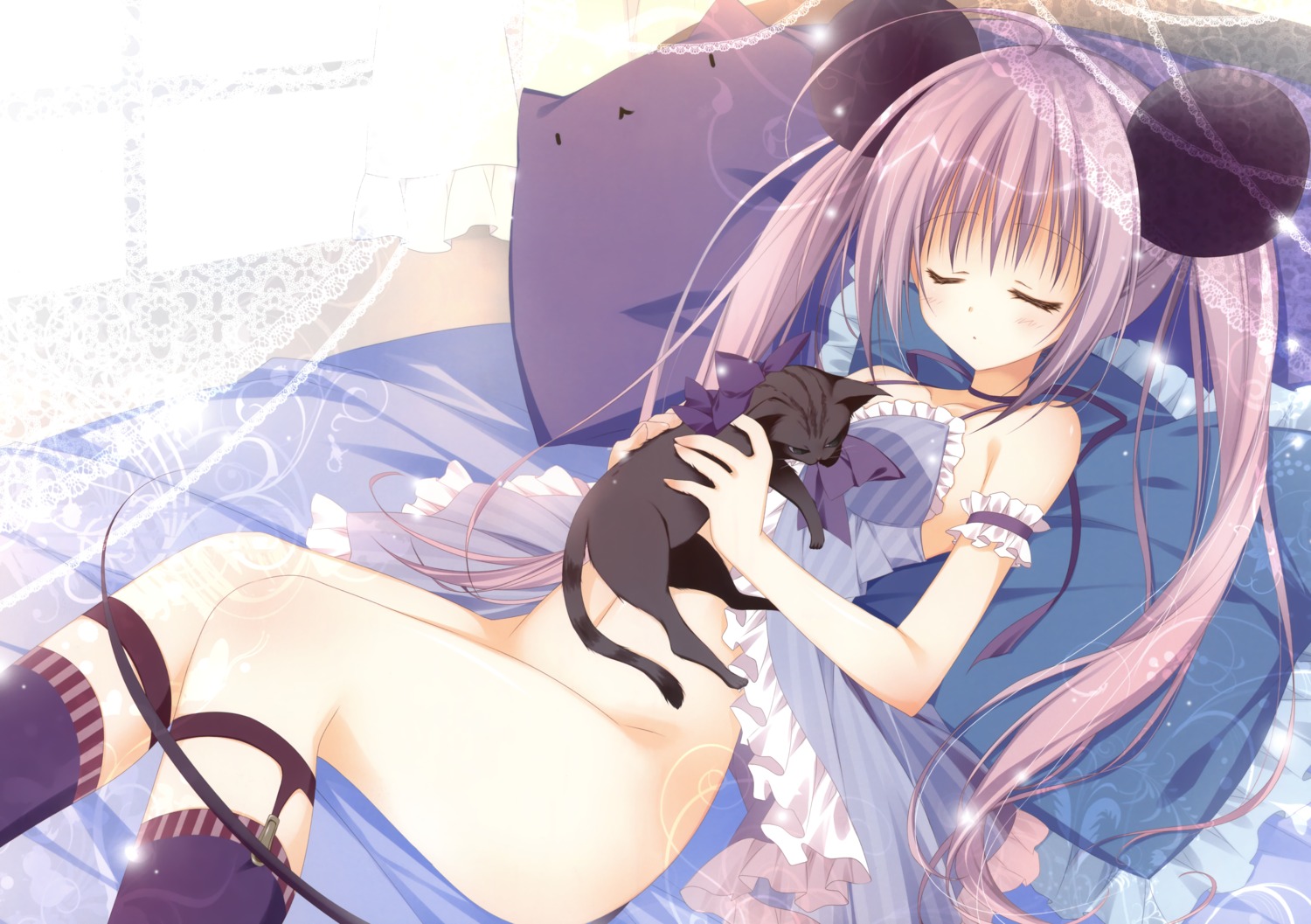 animal_ears bottomless fixed garter inugami_kira lingerie neko nopan tail