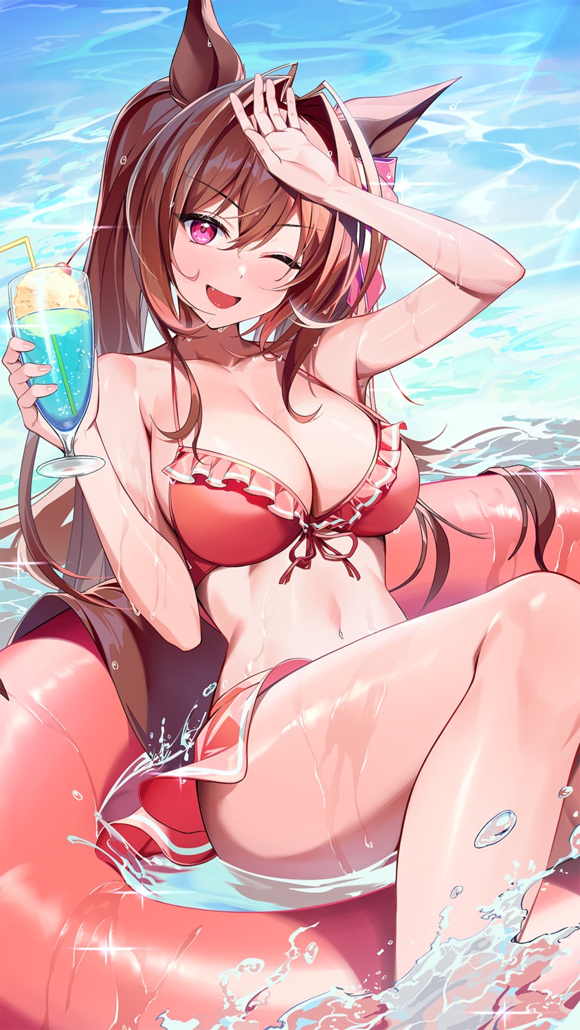 animal_ears bikini daiwa_scarlet_(umamusume) kainown swimsuits uma_musume_pretty_derby wet