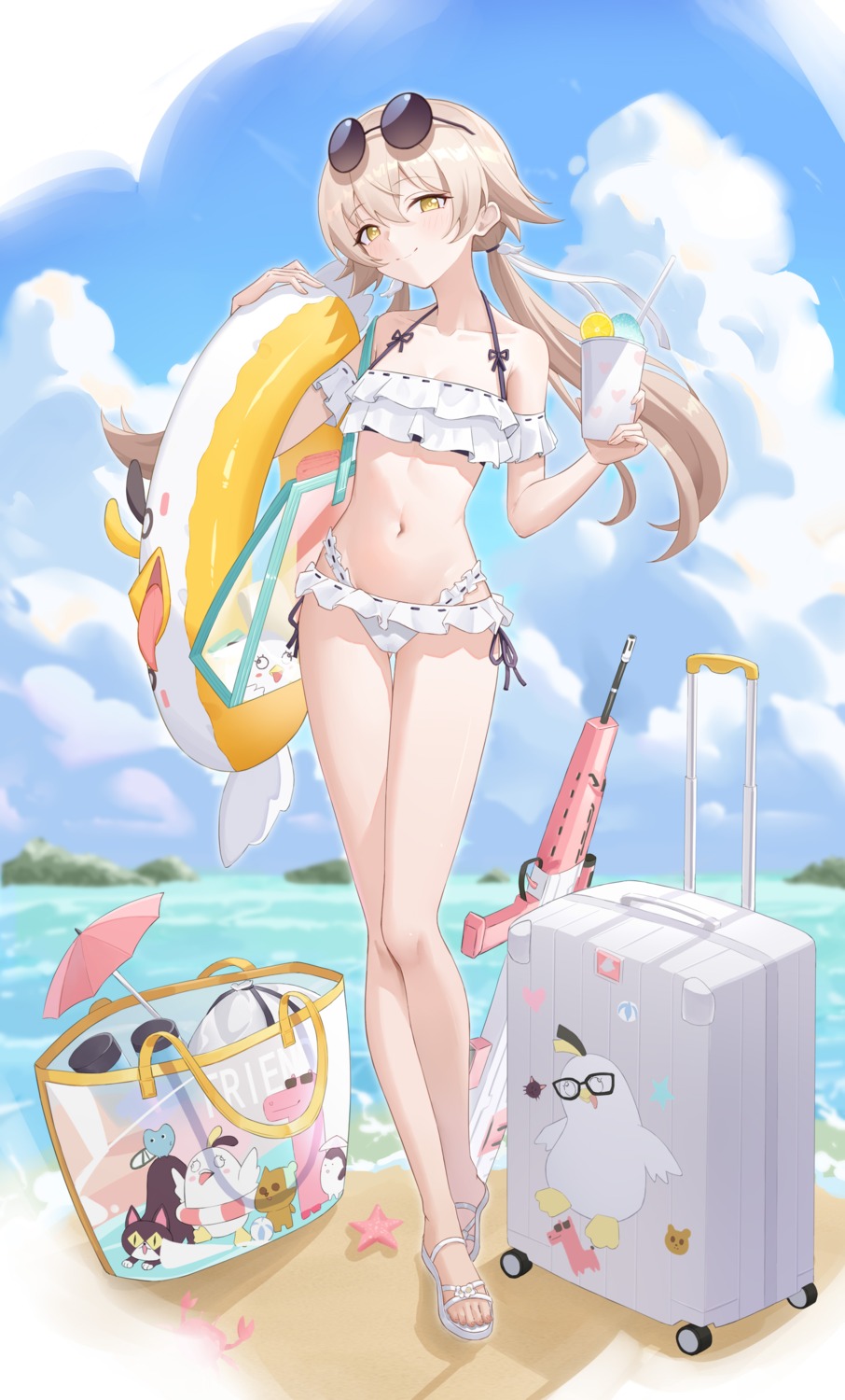 ajitani_hifumi bikini blue_archive gun huahu_(unstoppable) megane swimsuits