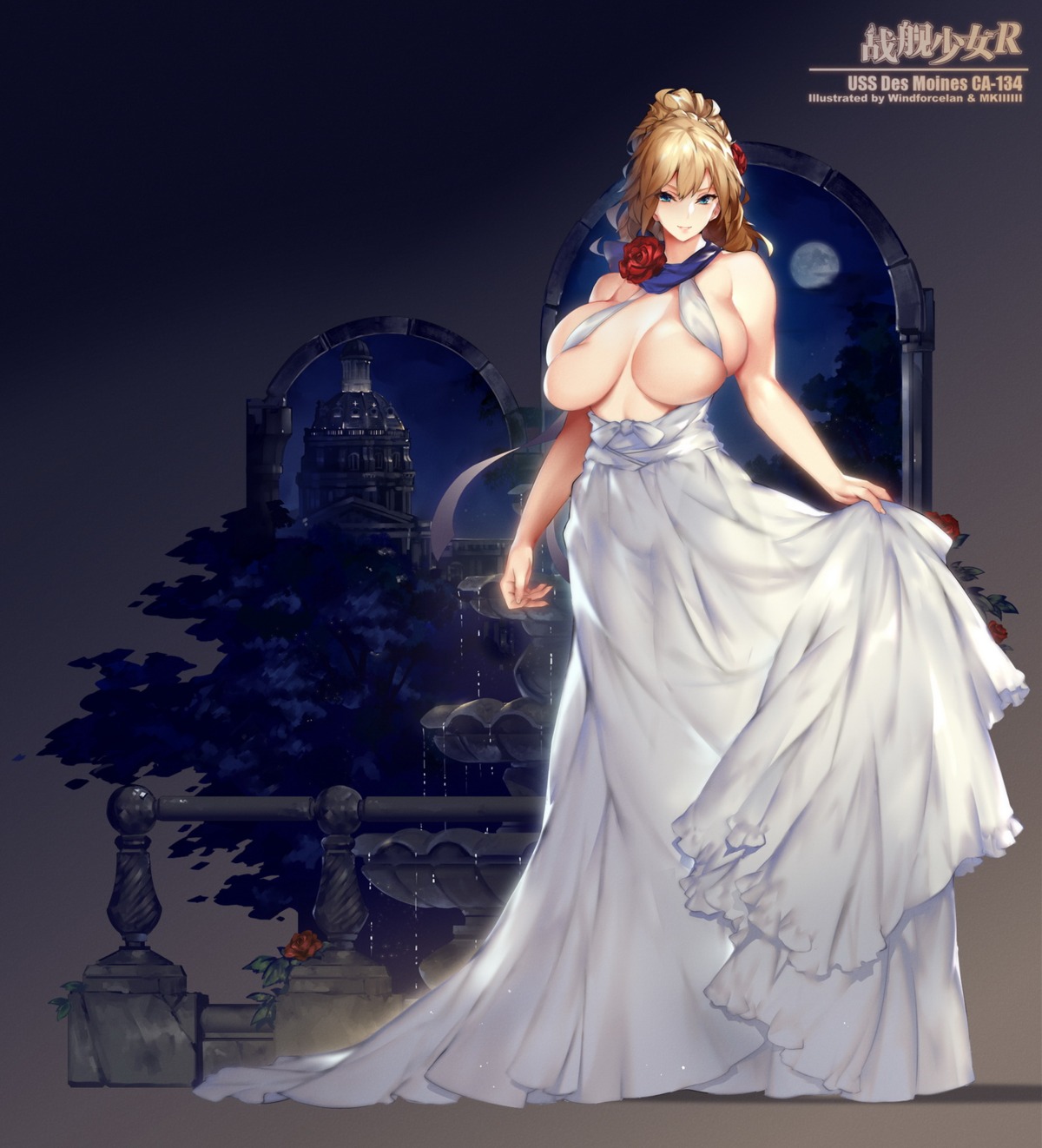 des_moines_(zhanjianshaonv) dress no_bra skirt_lift windforcelan zhanjianshaonv