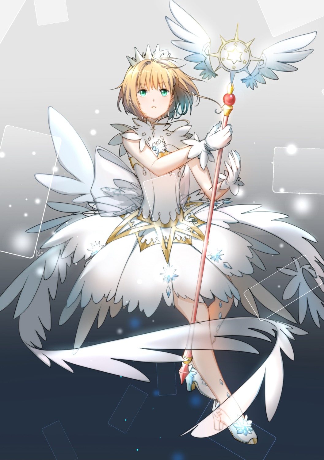 alisius card_captor_sakura dress heels kinomoto_sakura weapon wings