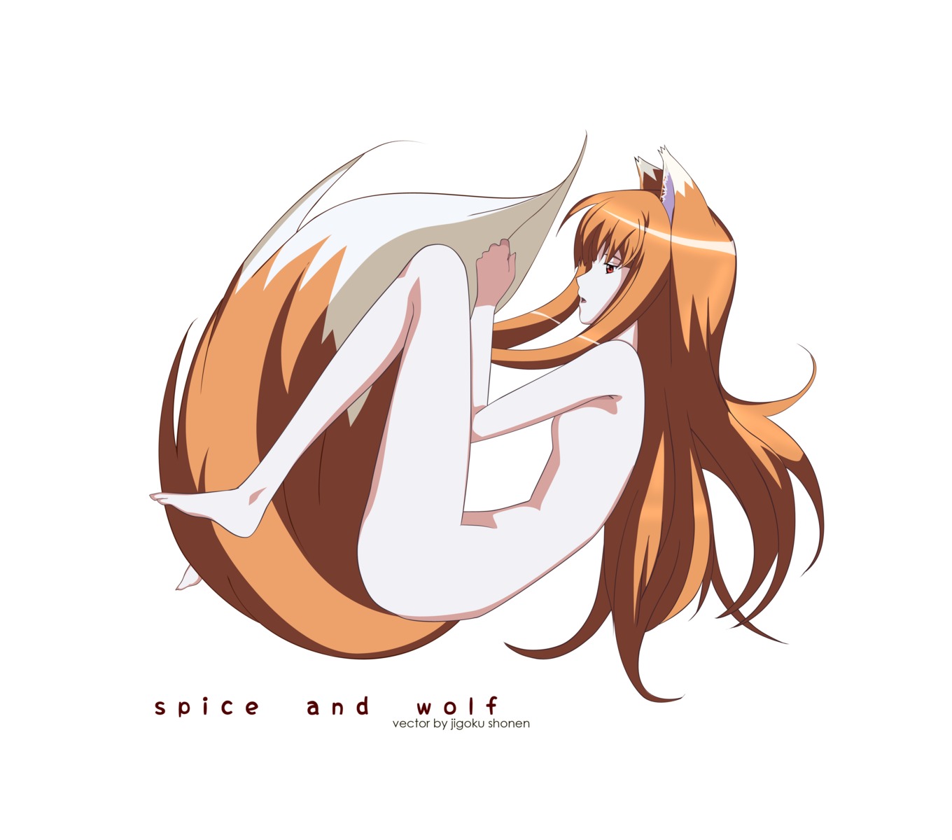 animal_ears holo naked spice_and_wolf tail vector_trace watermark