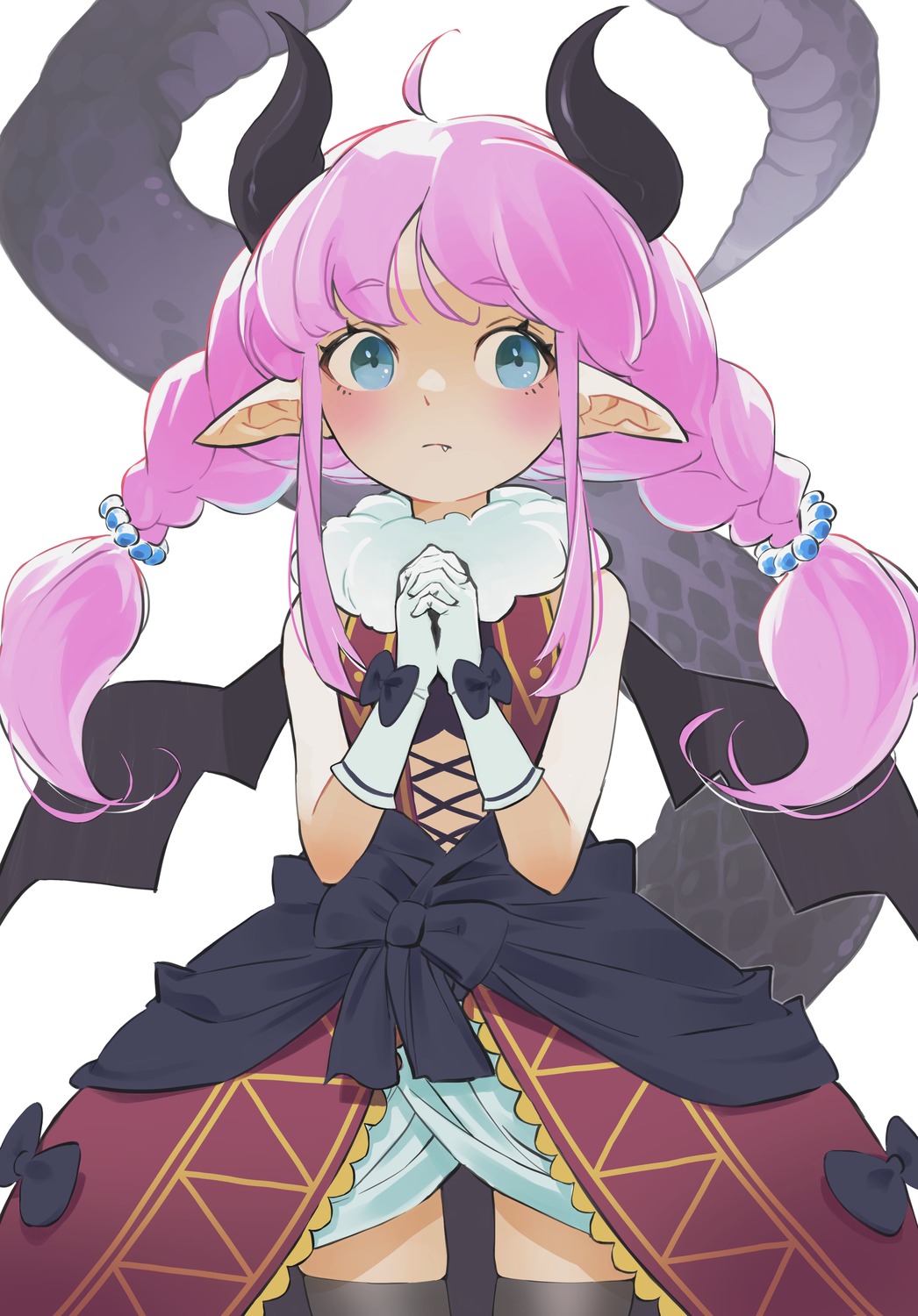 dress horns omagacchu pointy_ears tail thighhighs wings