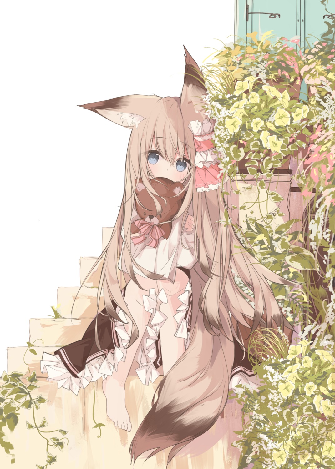 animal_ears kitsune kushida_you tail