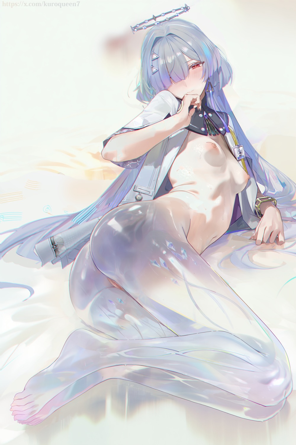 bottomless breasts halo misako mornye nipples no_bra open_shirt pussy uncensored wuthering_waves