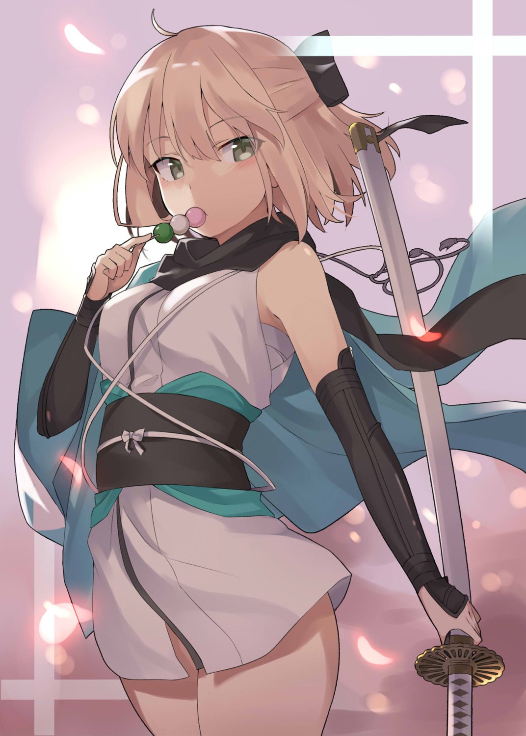 100percent fate/grand_order japanese_clothes okita_souji_(fate) sword