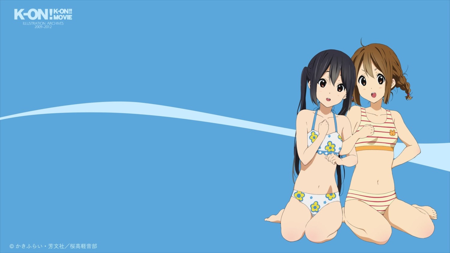 bikini hirasawa_yui horiguchi_yukiko k-on! nakano_azusa swimsuits wallpaper