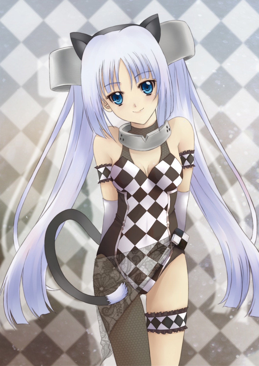 animal_ears cleavage garter leotard miss_monochrome miss_monochrome_(character) nekomimi pantyhose sawwei005 see_through tail