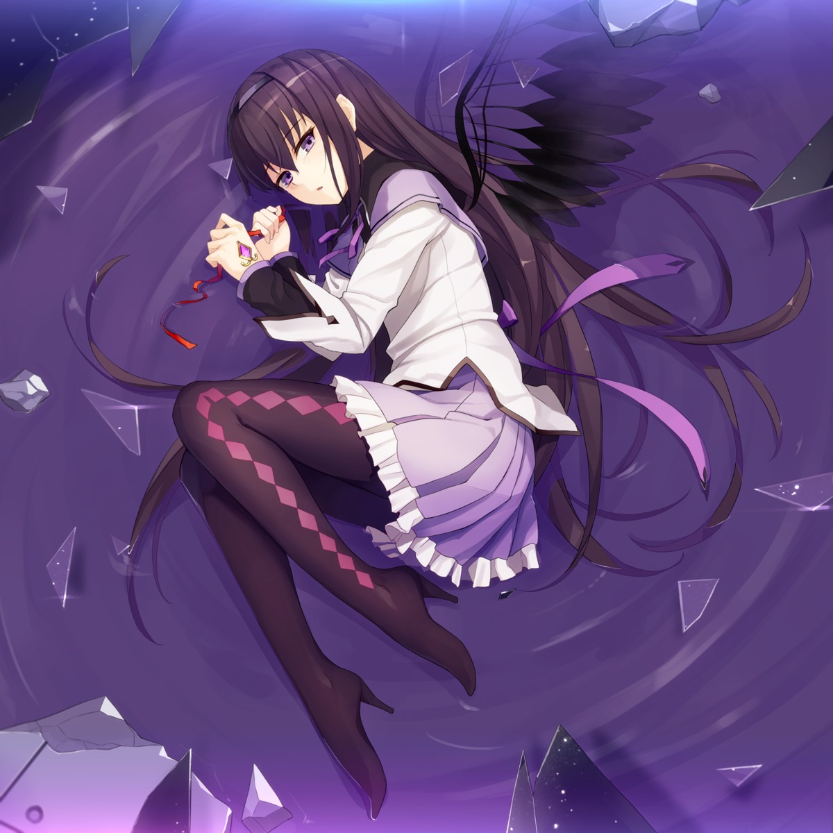 akemi_homura pantyhose prime puella_magi_madoka_magica wings