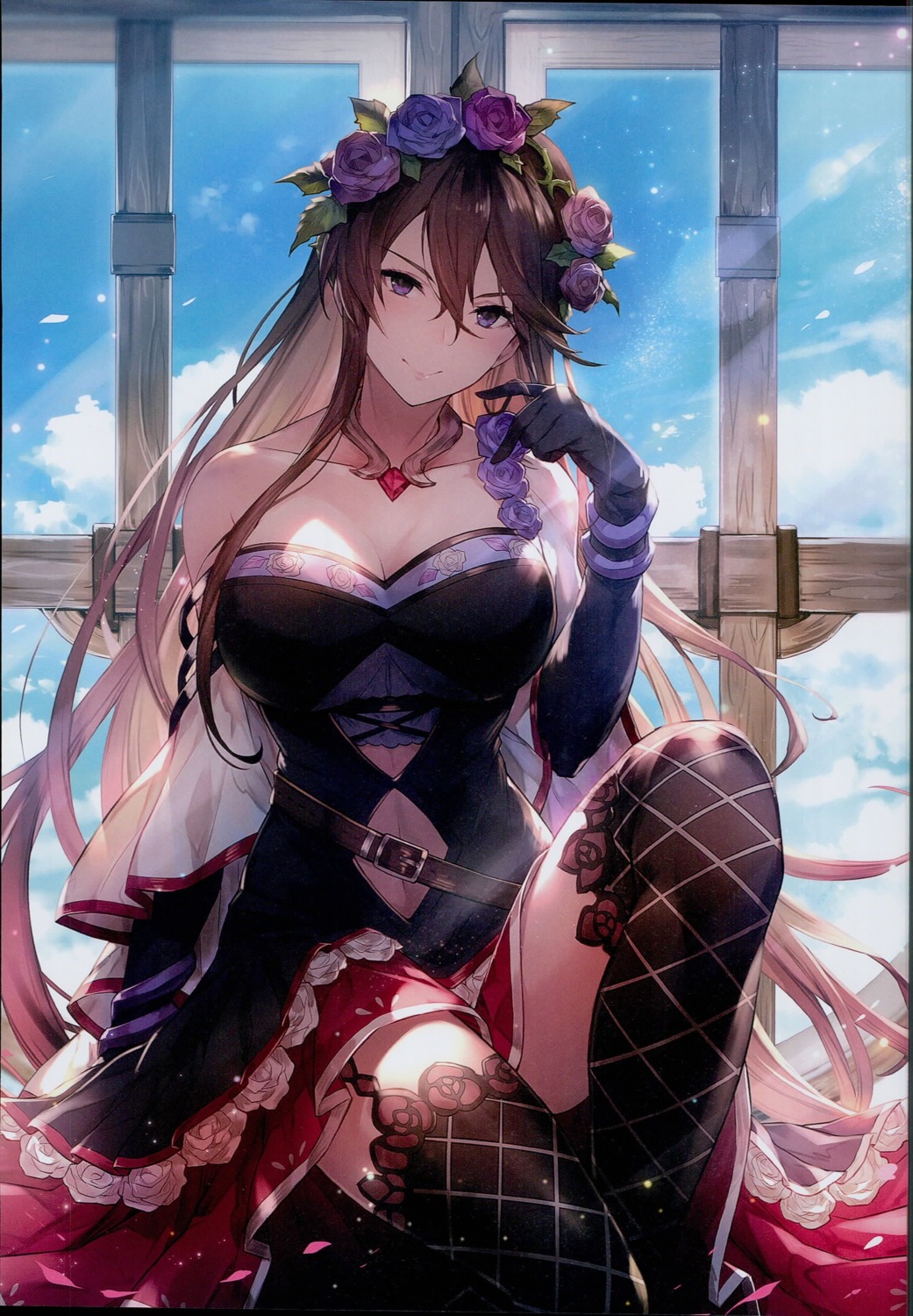 cleavage granblue_fantasy kakage rosetta_(granblue_fantasy) stockings thighhighs