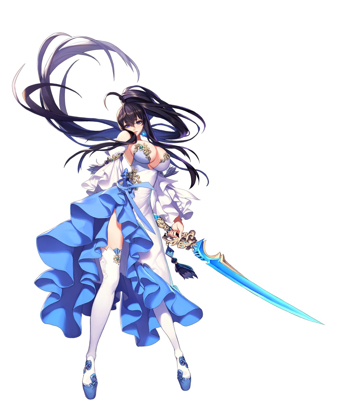 dress mmlyno no_bra skirt_lift sword thighhighs