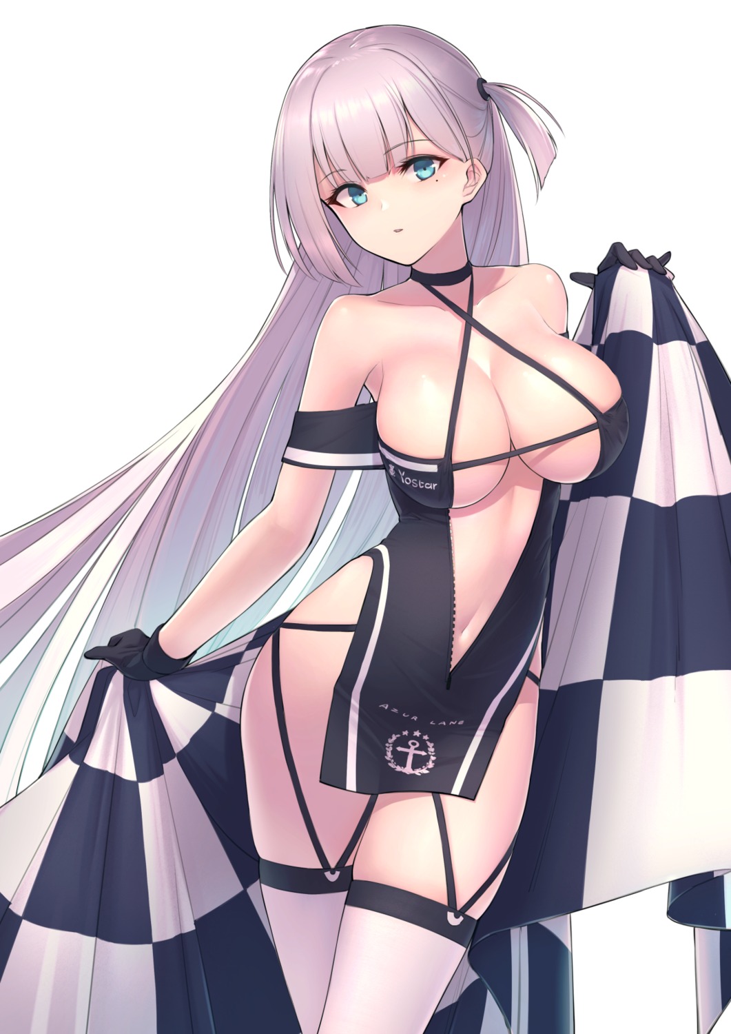 azur_lane dress itaco no_bra shoukaku_(azur_lane) stockings thighhighs