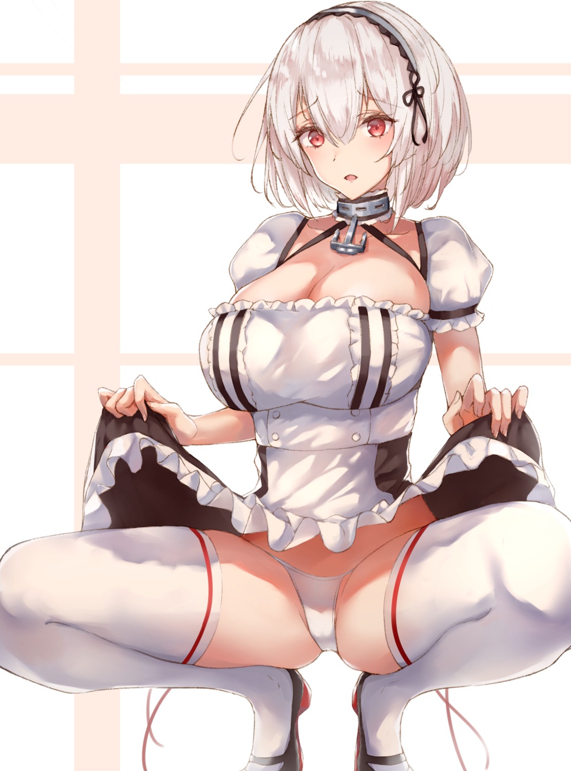 azur_lane cameltoe heels maid pantsu ruwoka sirius_(azur_lane) skirt_lift thighhighs