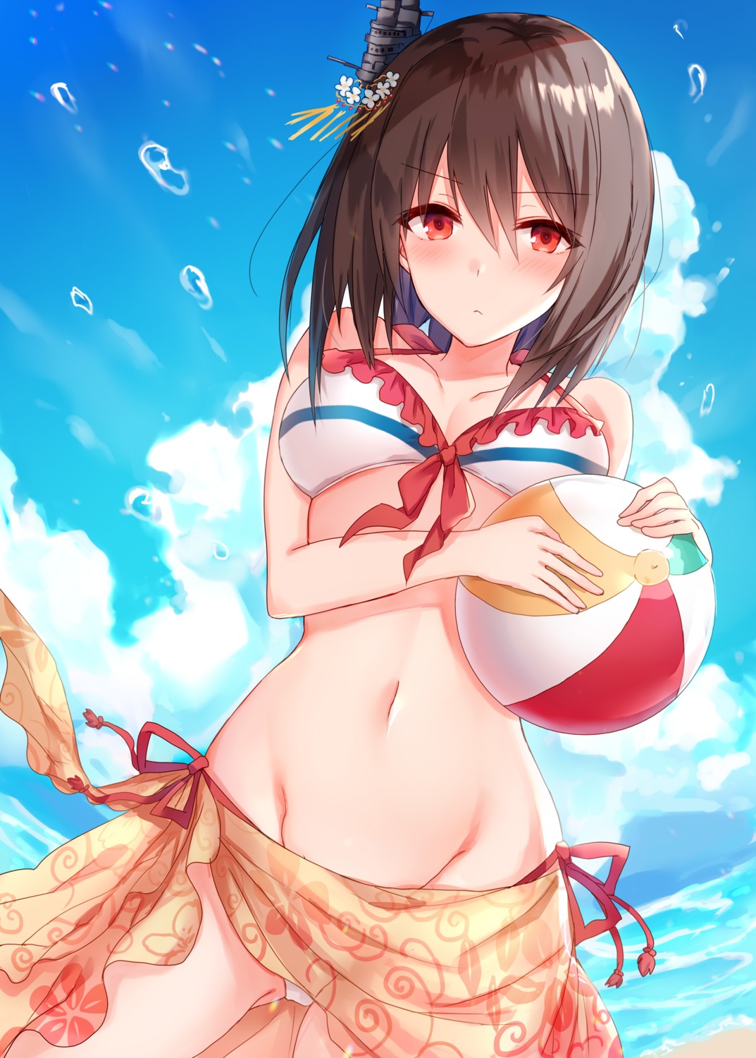 bikini cleavage kantai_collection kinona panty_pull swimsuits yamashiro_(kancolle)